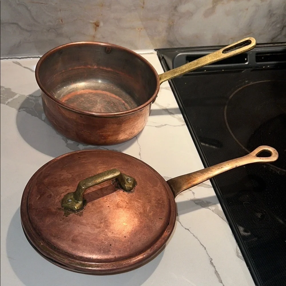 Set of 3 Vintage Copper Cookware Lid Fits Both Pot and Pan